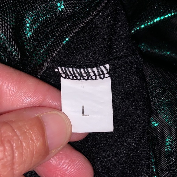 Mermaid swimsuit bottom green scales on black high waist bikini L - Picture 5 of 5